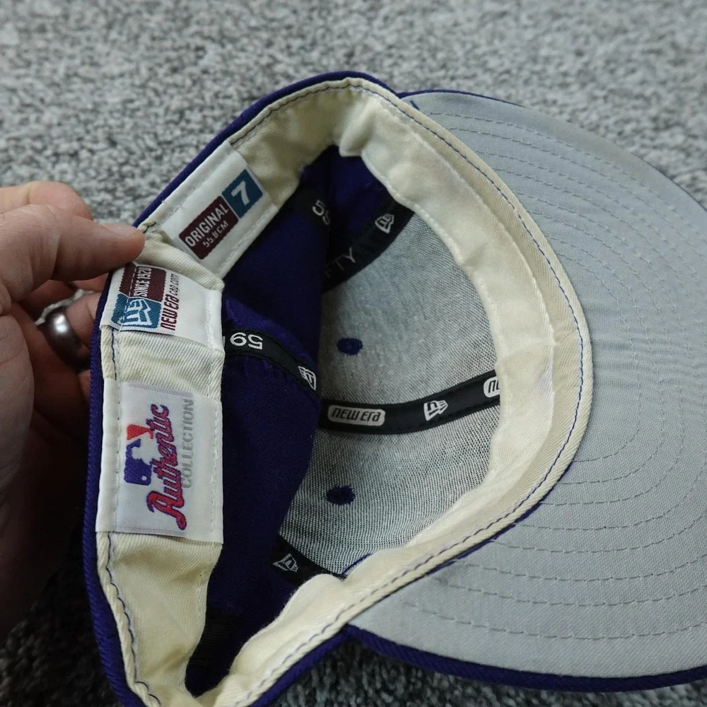 VTG‎ Chicago Cubs Hat Cap Fitted Mens 7 Blue MLB Baseball New Era Wool 90s USA